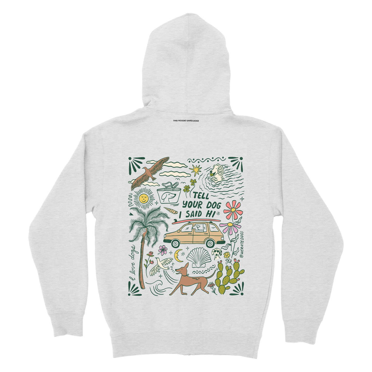 Road Trip Doodles Zip Hoodie - Ash Grey