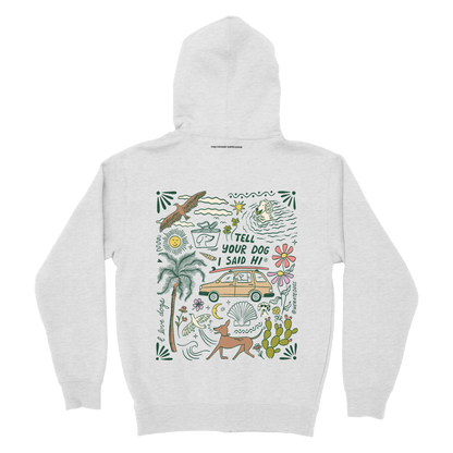 Road Trip Doodles Zip Hoodie - Ash Grey