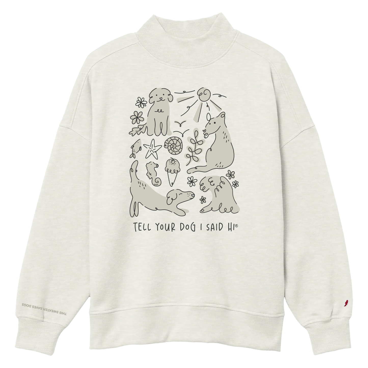 Coastal Doodles Mock Neck - Oatmeal Heather