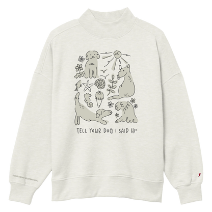 Coastal Doodles Mock Neck - Oatmeal Heather