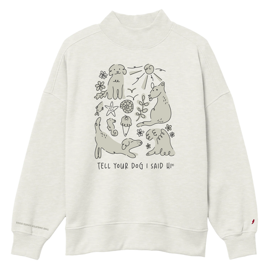 Coastal Doodles Mock Neck - Oatmeal Heather