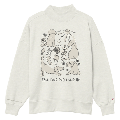 Coastal Doodles Mock Neck - Oatmeal Heather