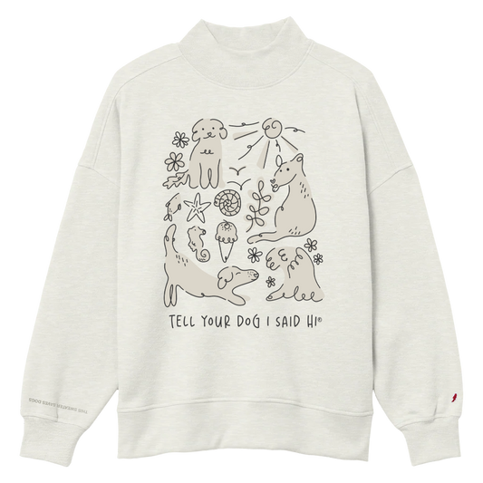 Coastal Doodles Mock Neck - Oatmeal Heather