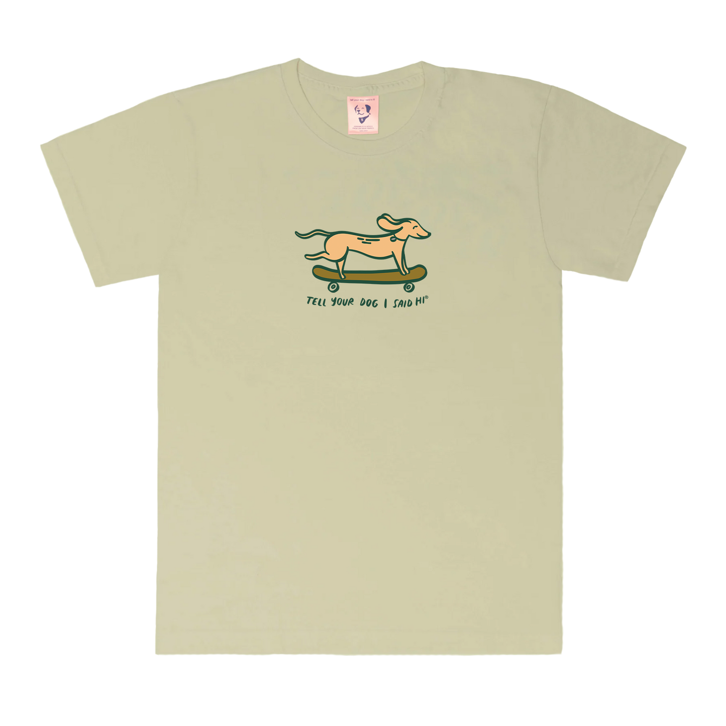 Skateboard Dog Tee - Pear