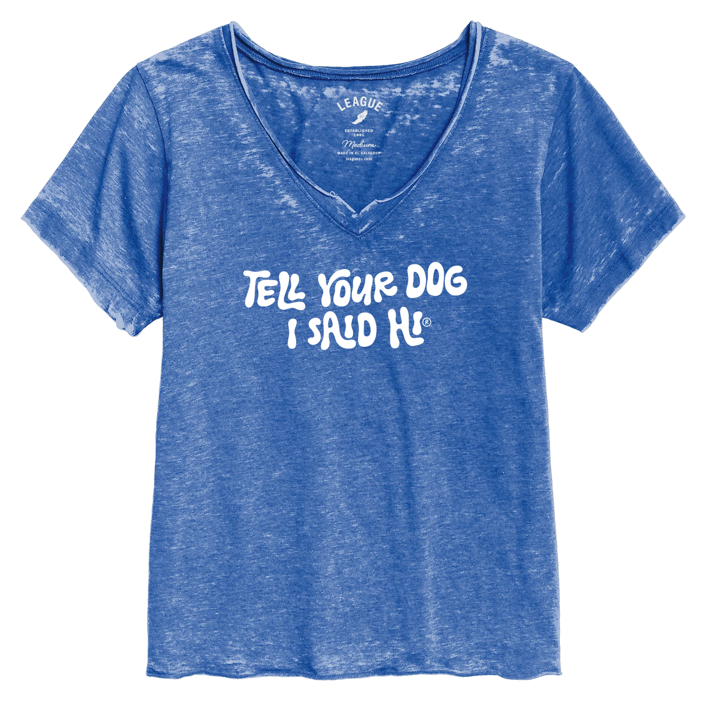 Wavy Days Burnout V-Neck - Heather Royal Blue