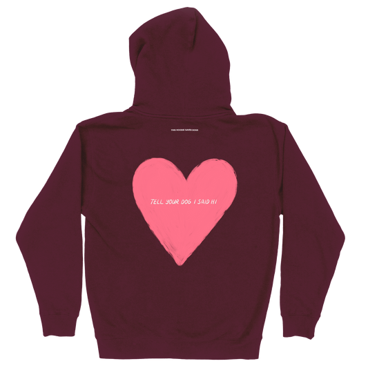 Big Heart Zip Hoodie - Maroon