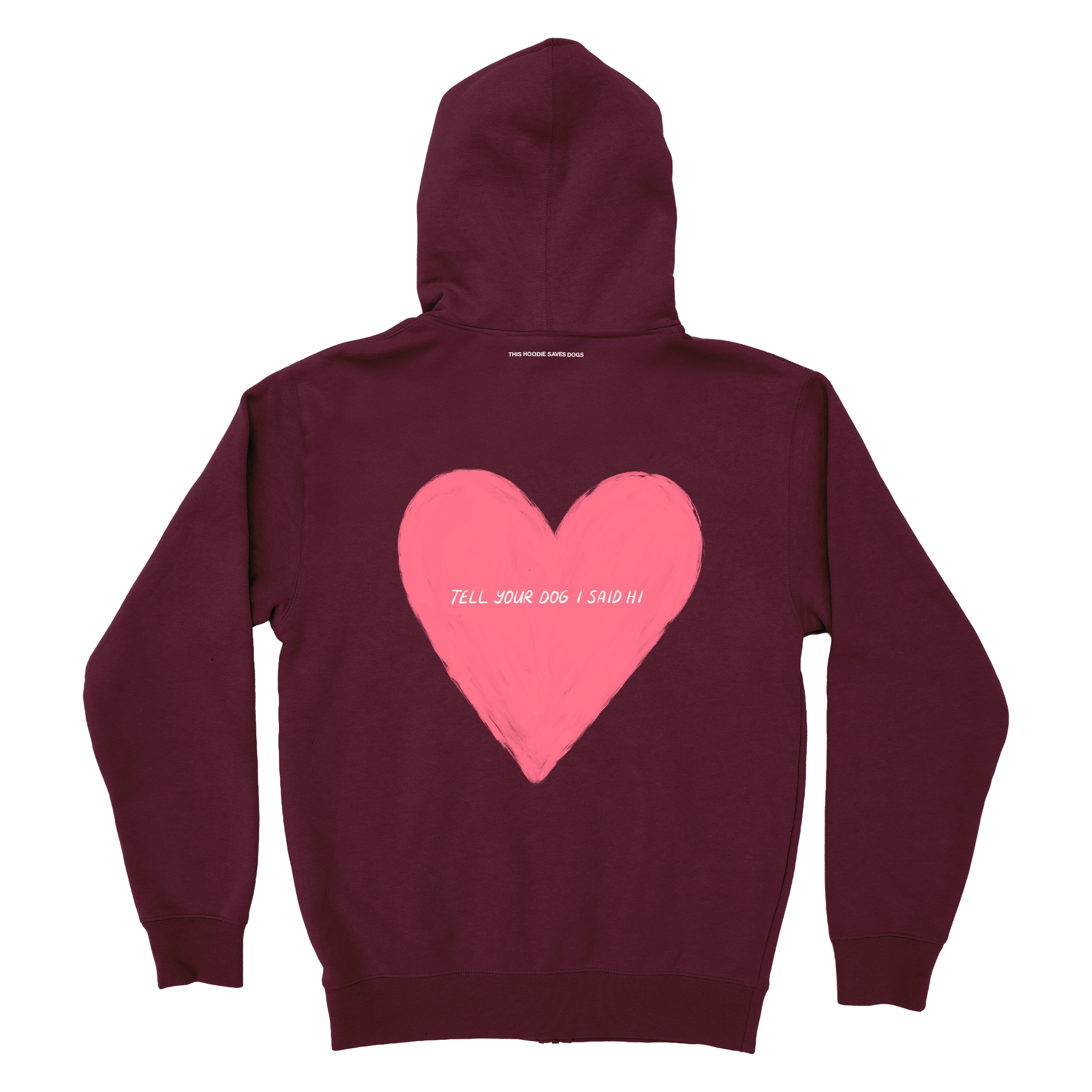 Big Heart Zip Hoodie - Maroon – WeRateDogs Big Heart Zip Hoodie - Maroon – WeRateDogs