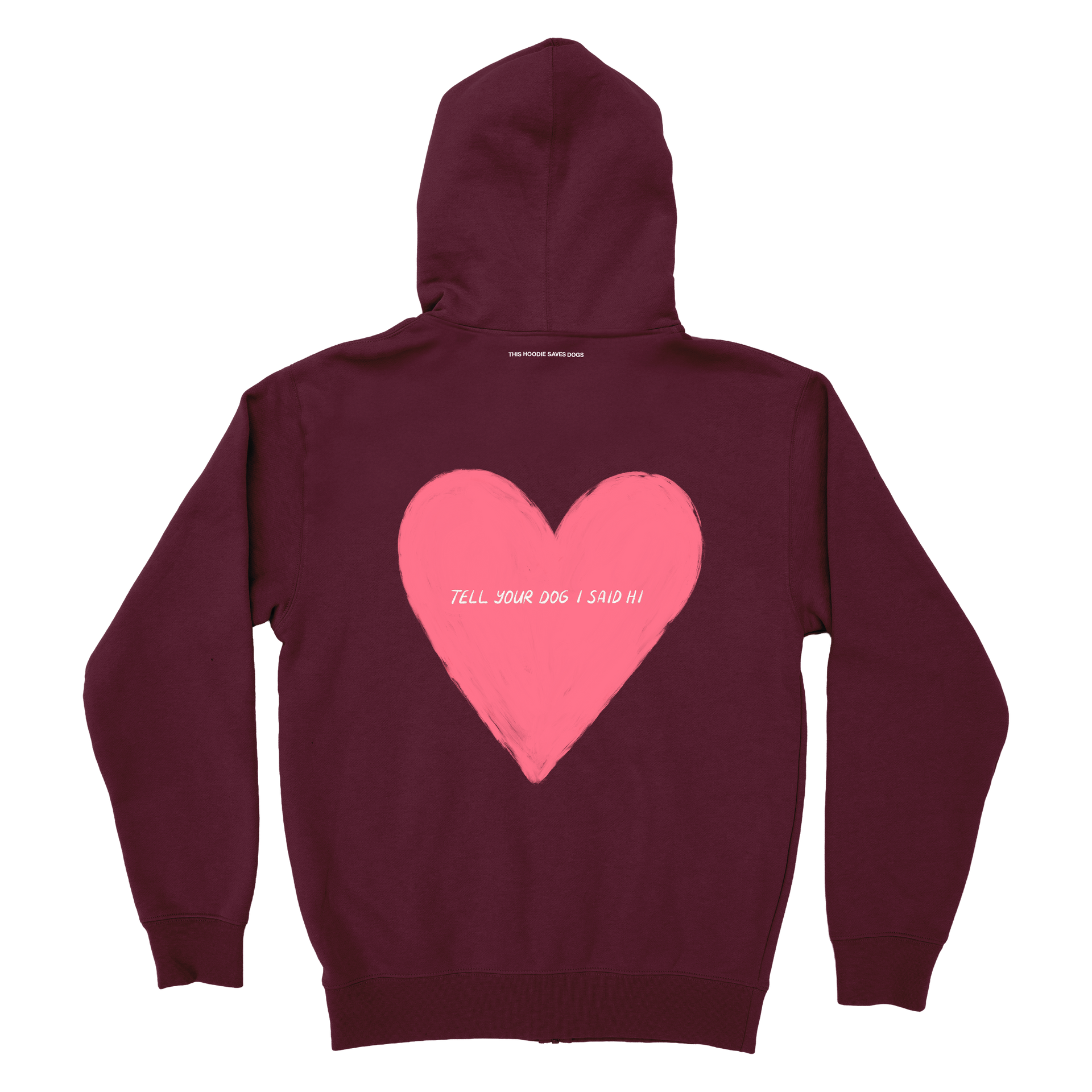 Big Heart Zip Hoodie - Maroon – WeRateDogs
