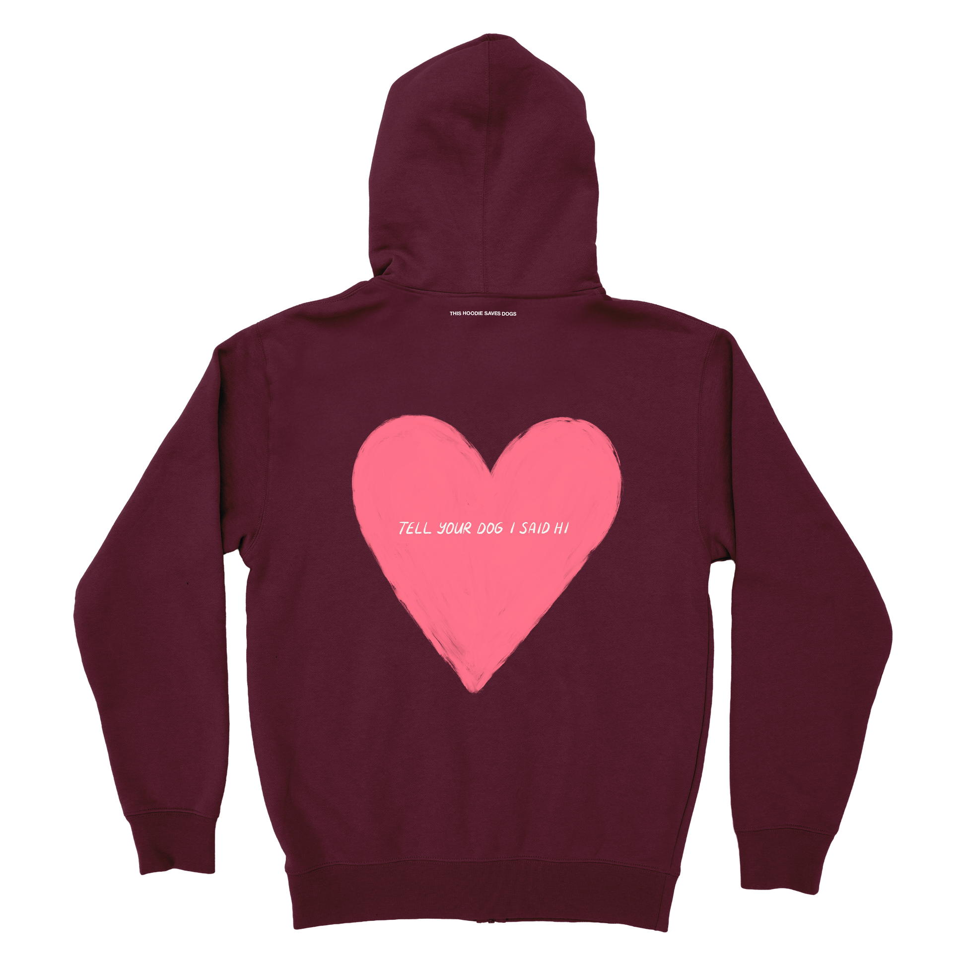Big Heart Zip Hoodie - Maroon – WeRateDogs