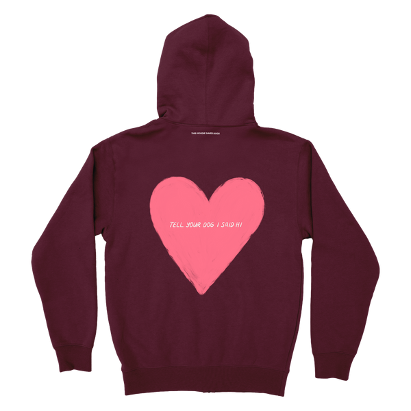 Big Heart Zip Hoodie - Maroon – WeRateDogs