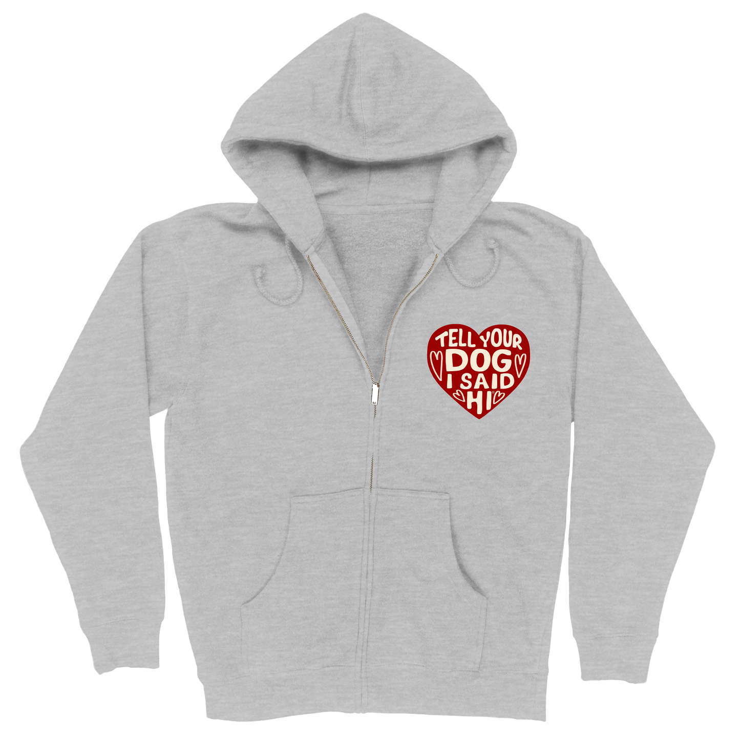 Heart Badge Zip Hoodie - Heather Grey