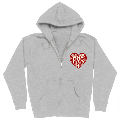 Heart Badge Zip Hoodie - Heather Grey