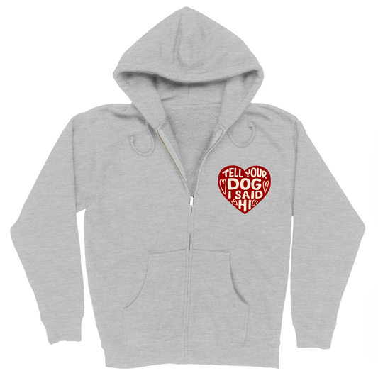 Heart Badge Zip Hoodie - Heather Grey