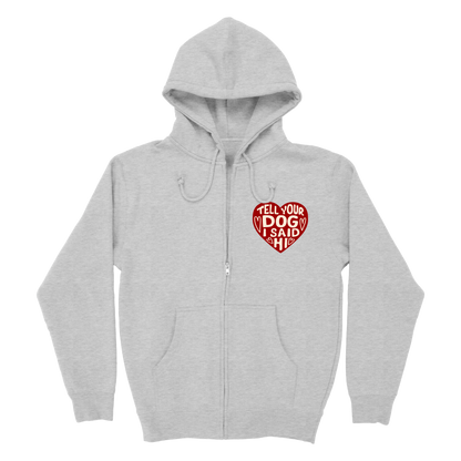 Heart Badge Zip Hoodie - Heather Grey – WeRateDogs