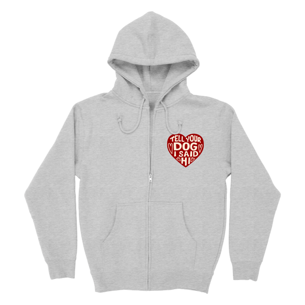 Heart Badge Zip Hoodie - Heather Grey – WeRateDogs