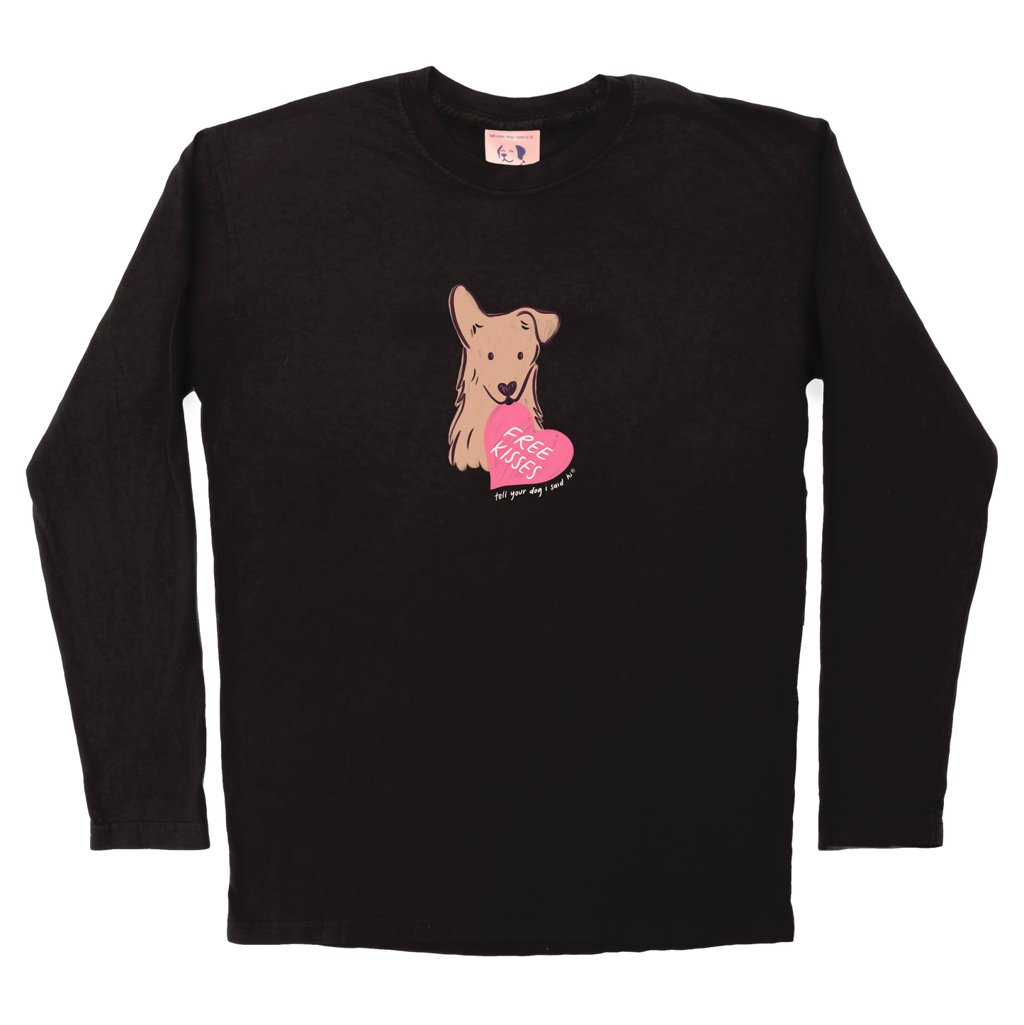 Puppy Kisses Long Sleeve Tee - Black