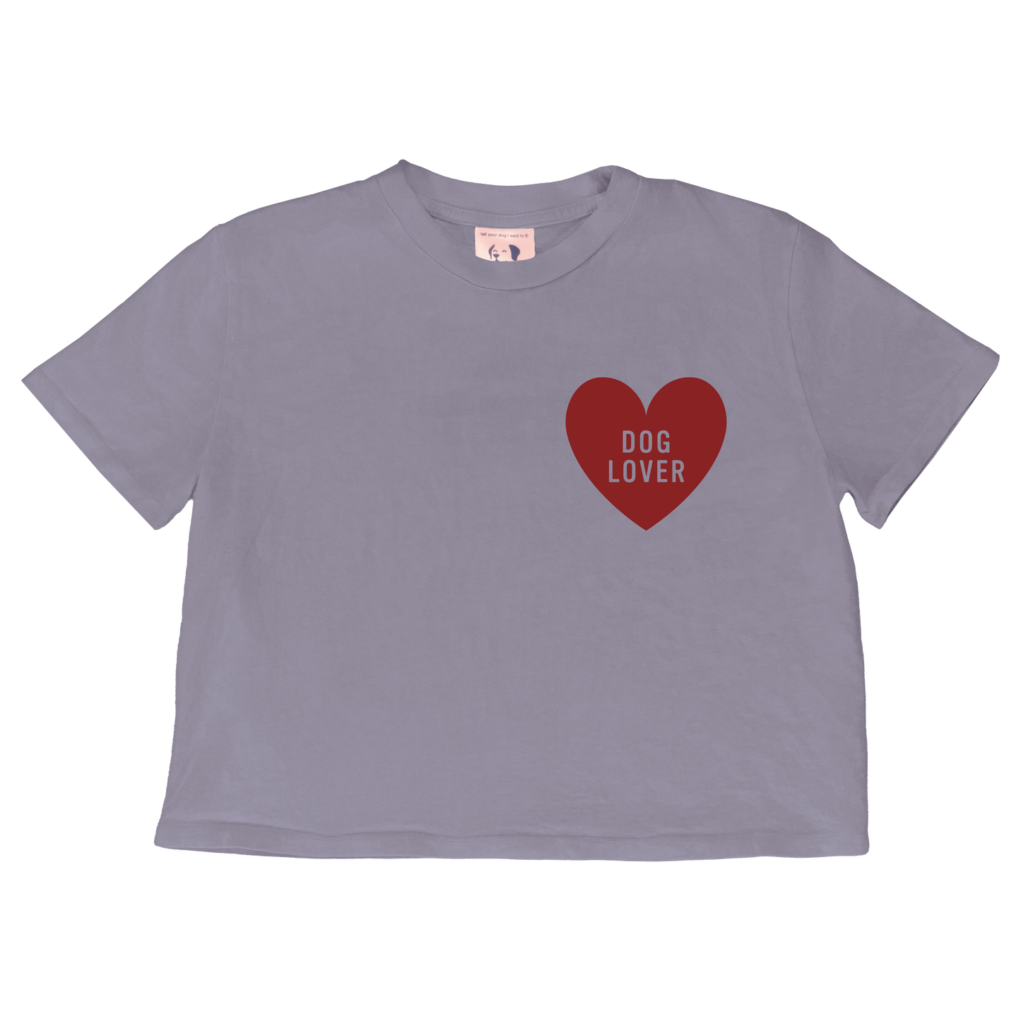 Dog Lover Badge Crop Top Tee - Lilac