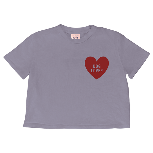 Dog Lover Badge Crop Top Tee - Lilac
