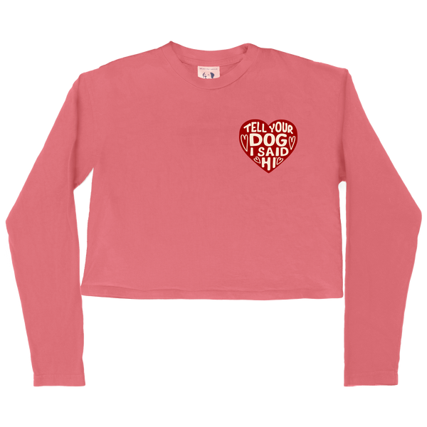 Heart Badge Womens Long Sleeve Crop Top - Pink – WeRateDogs