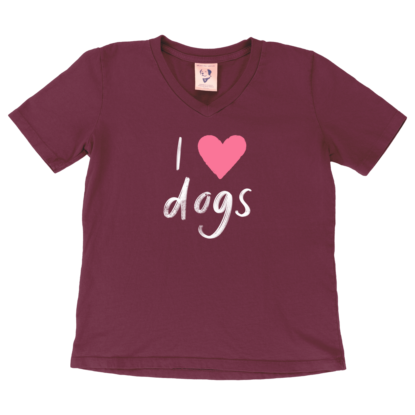 I Heart Dogs V-neck Tee - Plum
