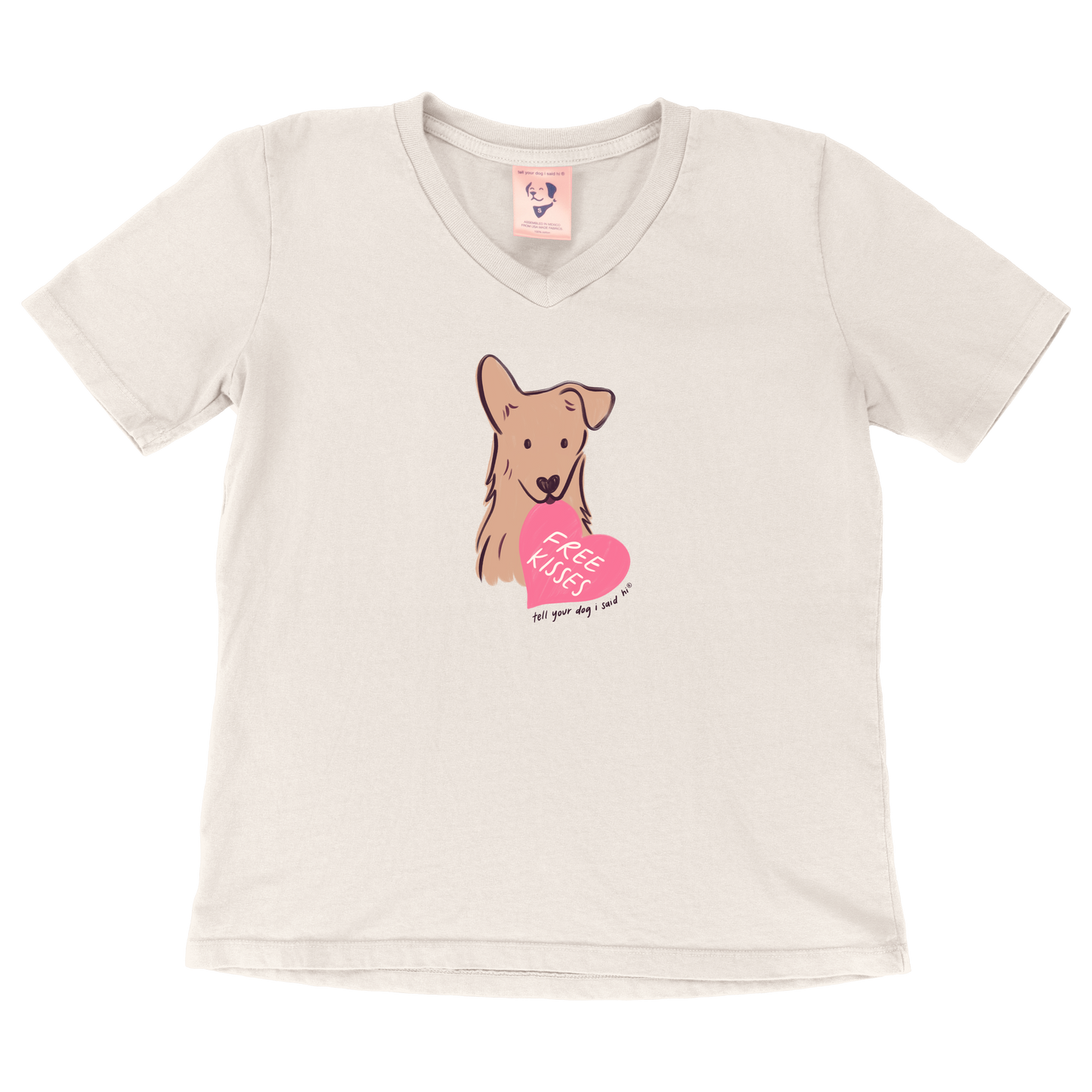 Puppy Kisses V-Neck - Bone