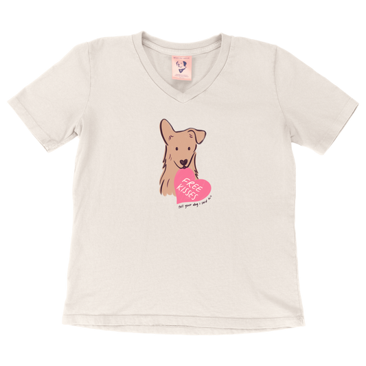 Puppy Kisses V-Neck - Bone