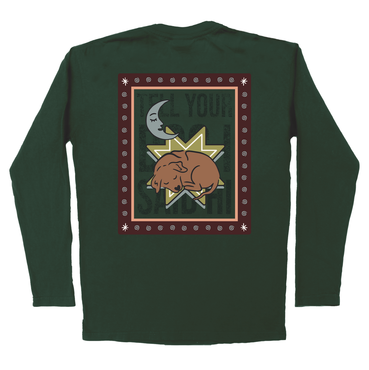 Cozy Puppy Long Sleeve Tee - Dark Green