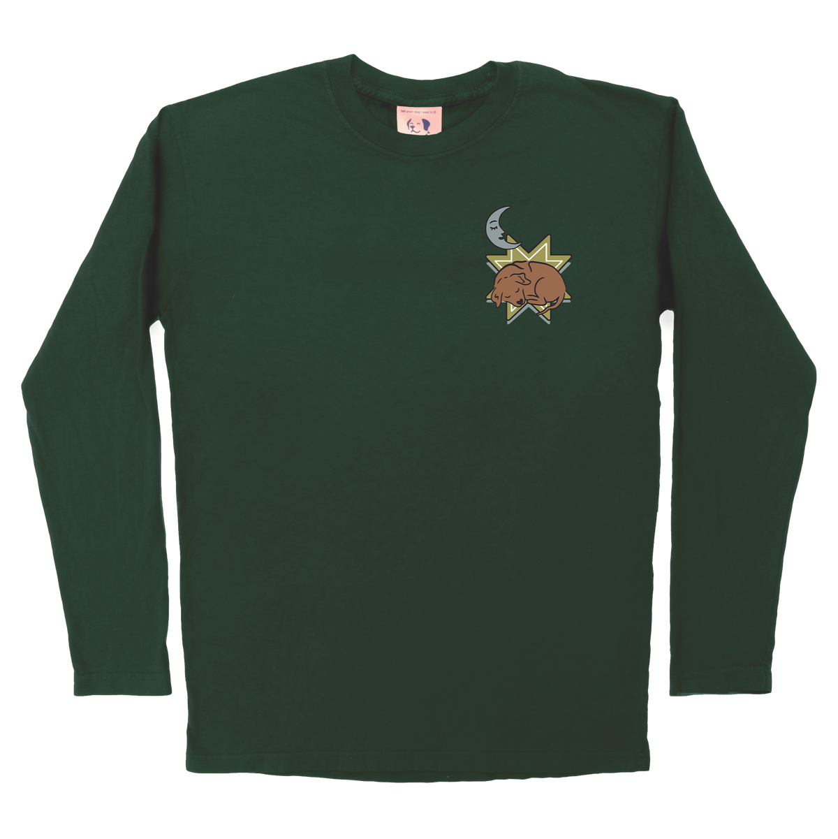 Cozy Puppy Long Sleeve Tee - Dark Green