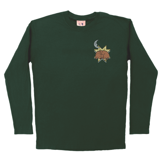 Cozy Puppy Long Sleeve Tee - Dark Green
