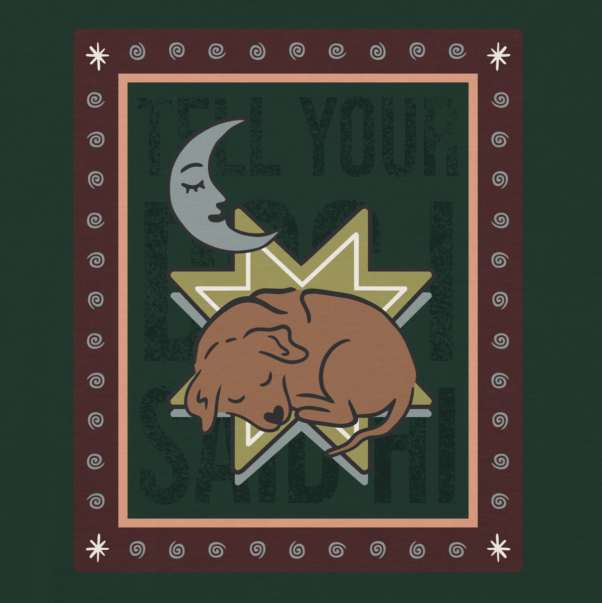 Cozy Puppy Long Sleeve Tee - Dark Green