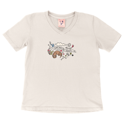 Community Doodle Womens V-Neck Tee - Bone