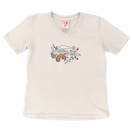 Community Doodle Womens V-Neck Tee - Bone