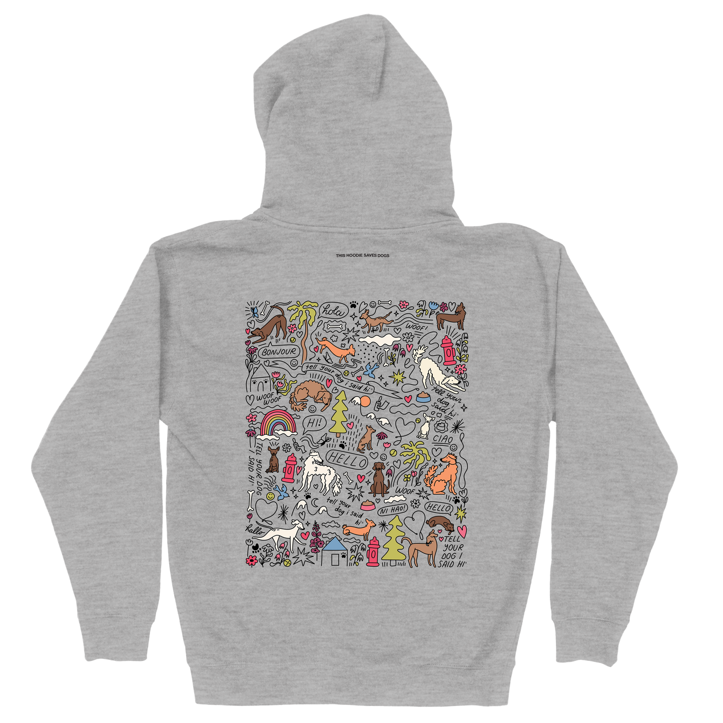 Community Doodle Zip Hoodie - Heather Grey