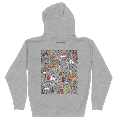 Community Doodle Zip Hoodie - Heather Grey
