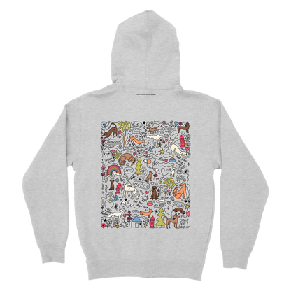 Community Doodle Zip Hoodie - Heather Grey – WeRateDogs Community Doodle Zip Hoodie - Heather Grey – WeRateDogs