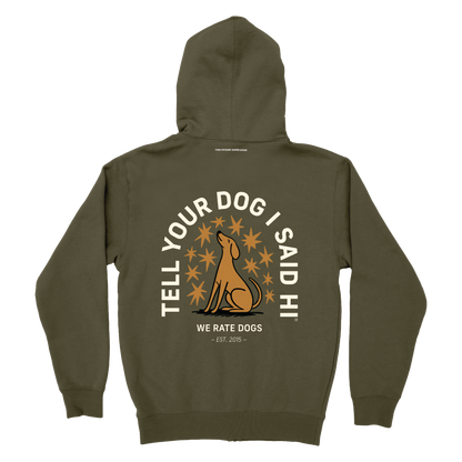 Starry Night Zip Hoodie - Army – WeRateDogs Starry Night Zip Hoodie - Army – WeRateDogs