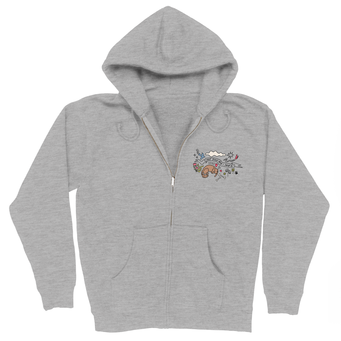 Community Doodle Zip Hoodie - Heather Grey