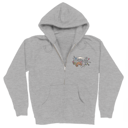 Community Doodle Zip Hoodie - Heather Grey