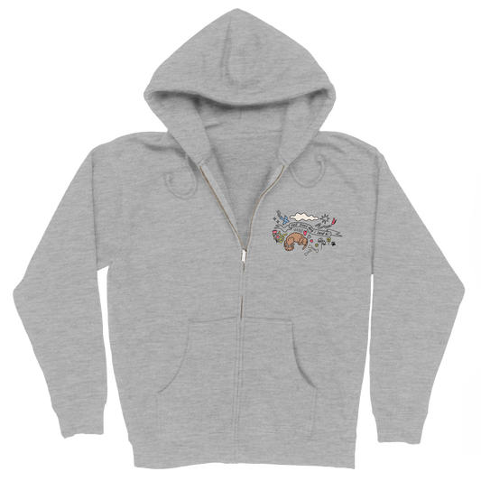 Community Doodle Zip Hoodie - Heather Grey