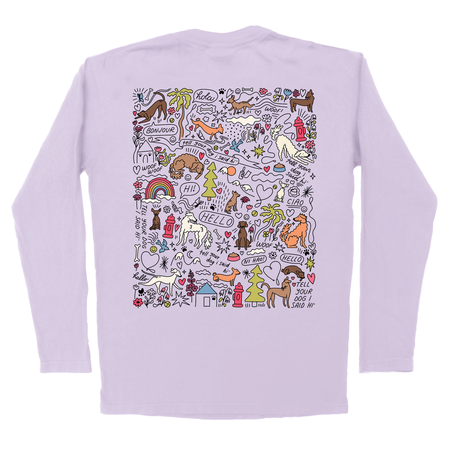 Community Doodle Long Sleeve Tee - Lavender
