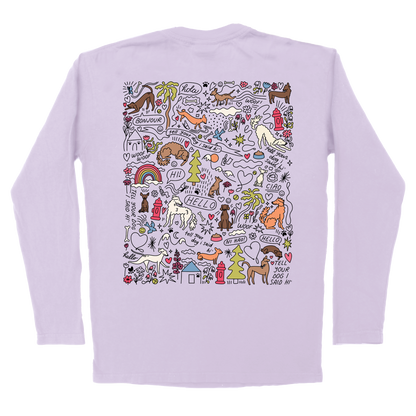 Community Doodle Long Sleeve Tee - Lavender