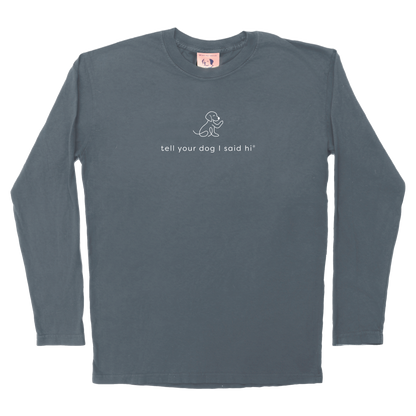 Waving Dog Long Sleeve Tee - Slate