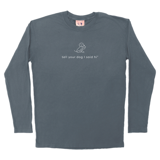 Waving Dog Long Sleeve Tee - Slate