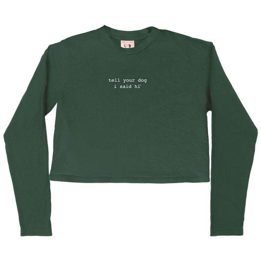 Classic Long Sleeve Crop Tee - Dark Green