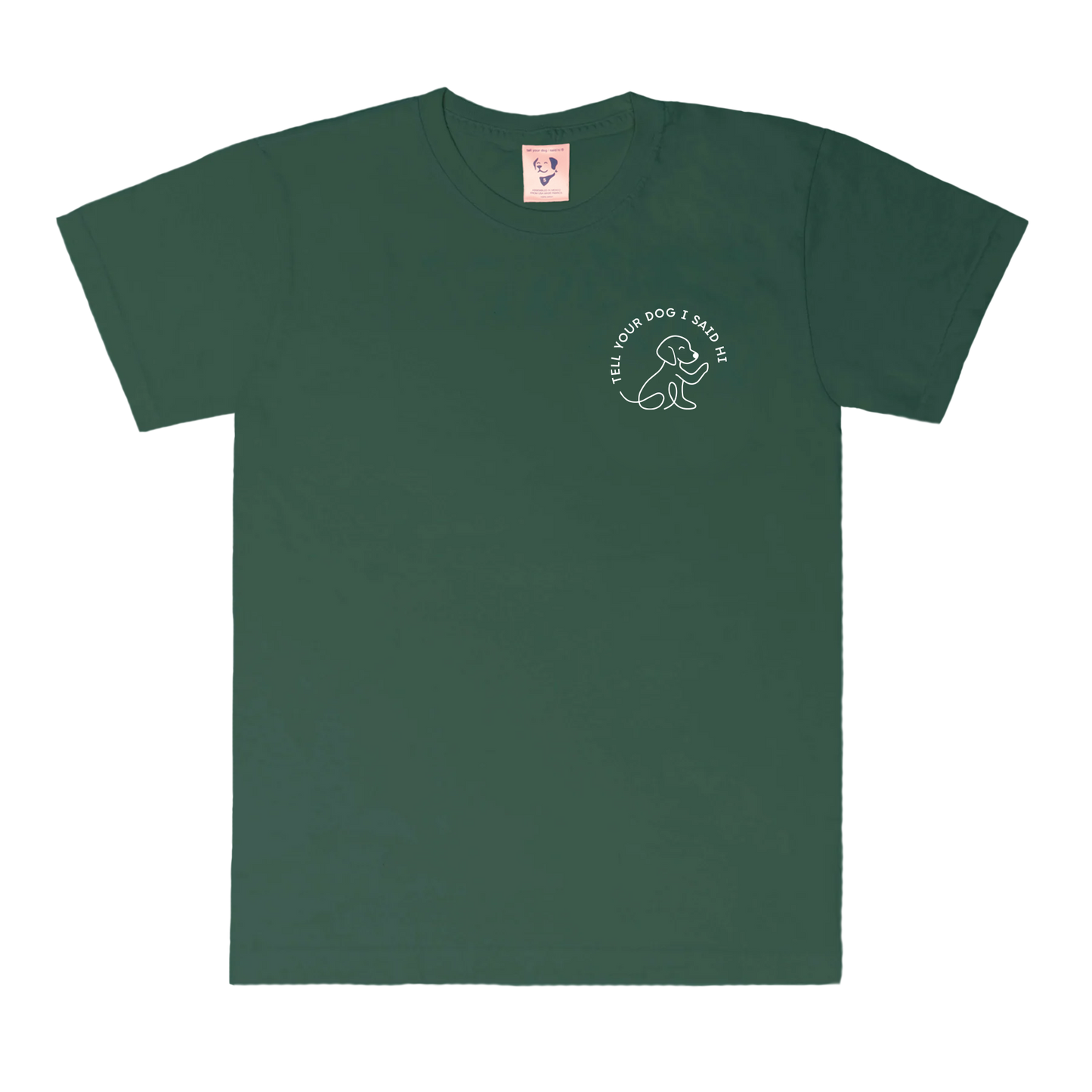 Waving Dog Badge Tee - Dark Green