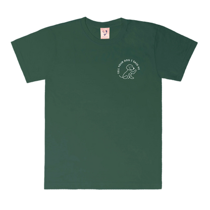 Waving Dog Badge Tee - Dark Green