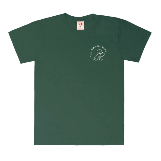 Waving Dog Badge Tee - Dark Green