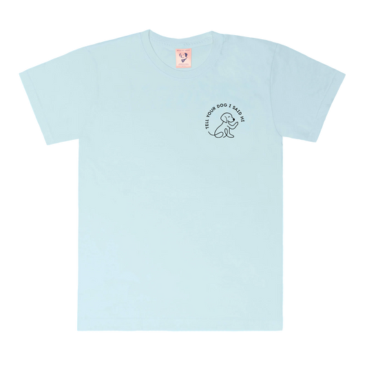 Waving Dog Badge Tee - Spun Sugar