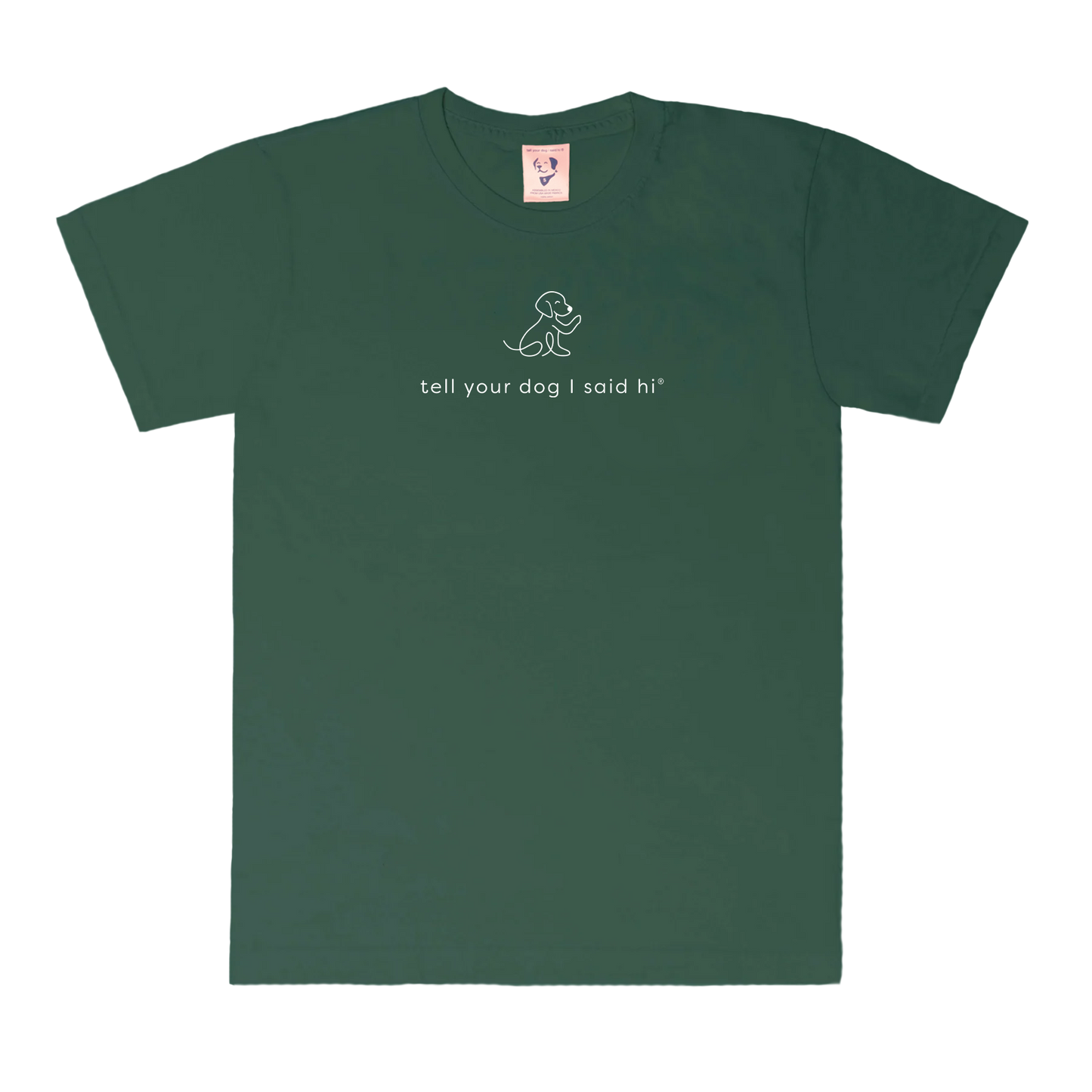 Waving Dog Tee - Dark Green