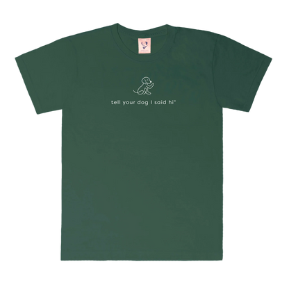 Waving Dog Tee - Dark Green